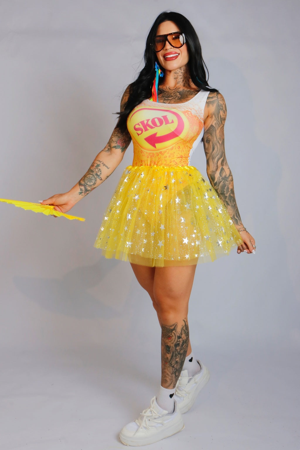 Conjunto Body Cerveja + Saia Tule