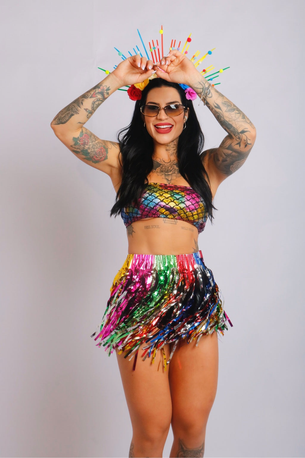 Conjunto Top Sereia e Saia Fitilho