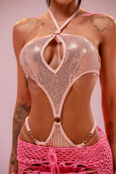 Body Fashion Recorte com Brilho e Detalhes em Argola