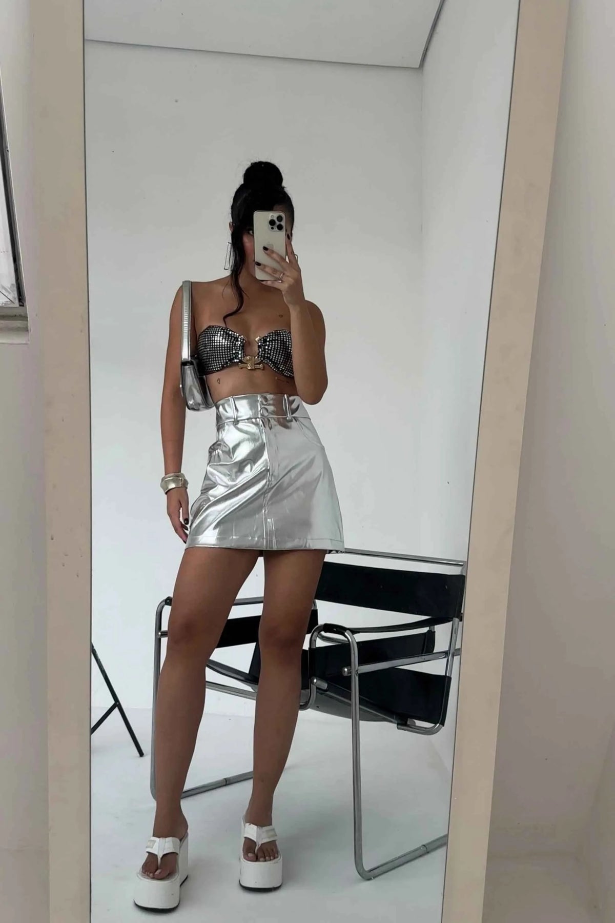 Top Feminino Tomara que Caia com Brilho e Fecho Dourado