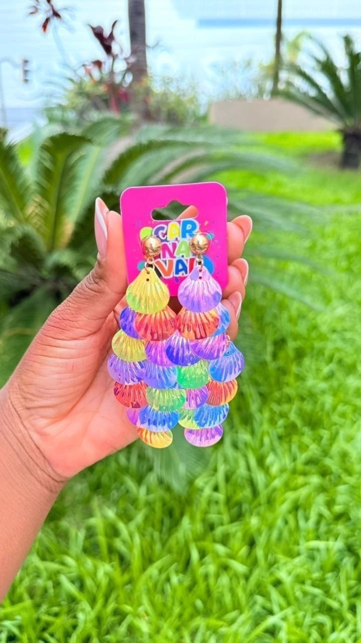 Par de brincos paetê - Conchas Coloridas